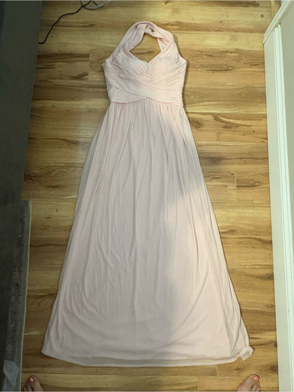 Cache Studio Blush Pink Halter Chiffon Bridesmaid Formal Gown Size 0